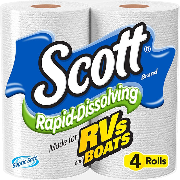 Rapid Dissolve Bath Tissue, 4-Rolls (Pack of 2) by Scott