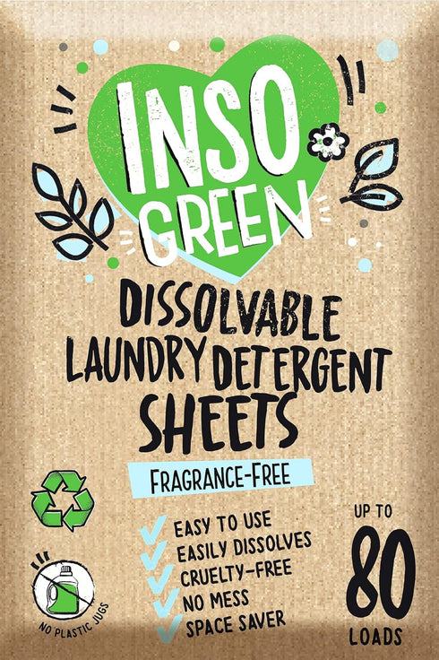 Unscented Laundry Detergent Sheets, 40 Eco Sheets for Up to 80 Loads, Fragrance-Free, Travel Detergent