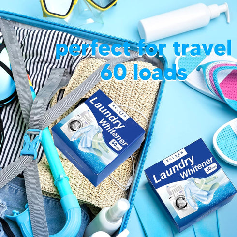 Laundry Whitener Sheets, 60 Count, Chlorine Free, Fragrance Free Bleach for White Clothes