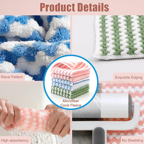 MegaBlues Cloth,12 Pack 12"x12" Microfiber Cleaning Dish Towels for Kitchen,Fast Drying Dish Rags for Washing Dishes