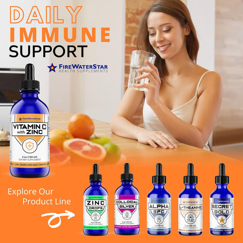 FWS Liquid Vitamin C + Zinc - 4oz - 120 Servings - Organic, Non-GMO, Vegan for Immune Support