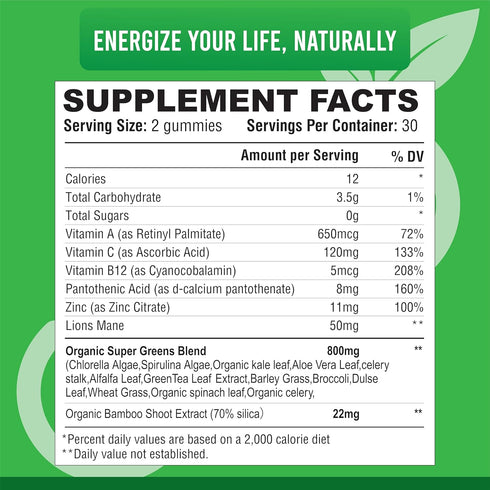 IMPACT Supergreens Fiber Gummies, Sugar-Free Vegetarian Gummies for Adults, 60 Fiber Supplement Gummies