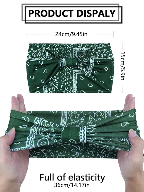 Wide Headbands for Women, Soft Turban Hair Accessories, Knotted No Slip Head Bands, Pack of 6 (Nature) Boho African