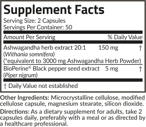 Futurebiotics Ashwagandha Extra Strength, Stress & Mood Support with BioPerine, Non-GMO, 100 Vegetarian Capsules