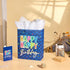 SUNCOLOR 13" Large Happy Birthday Gift Bag with Card and Tissue Paper (Blue Happy Birthday)