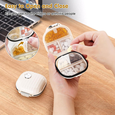 Zannaki Pill Case Portable Small Weekly Travel Pill Organizer, Cute Moisture Proof Pill Box Holder for Purse, Daily