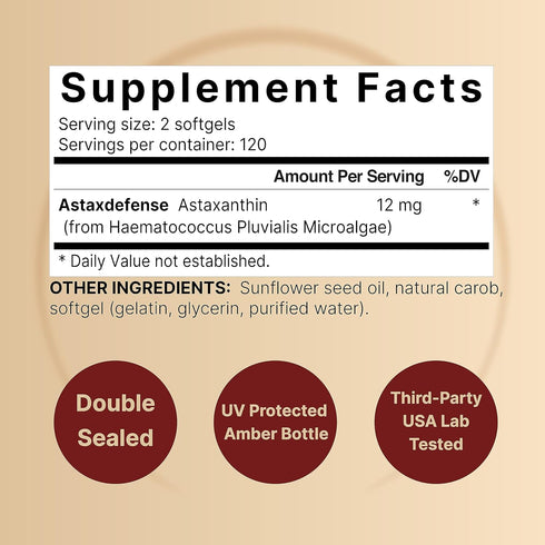 NatureBell Astaxanthin 12mg, 240 Softgels | Natural Antioxidant from Microalgae for Eye, Skin & Cellular Health, Max