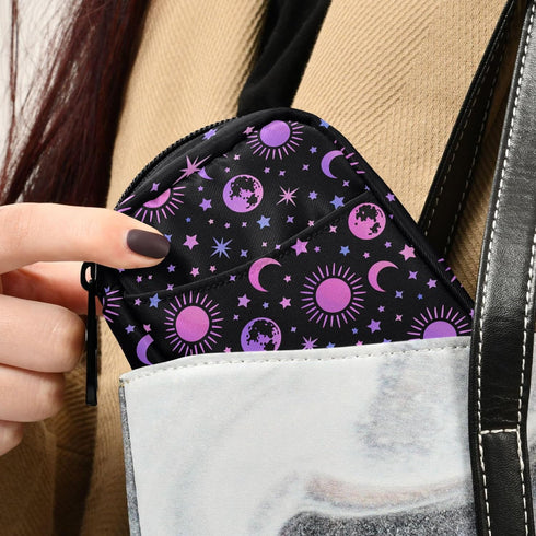 Travel Pill Organizer Bag Weekly Pill Organizer Case Moon Sun Stars Portable Small Daily Pill Boxes for Vitamin Fish