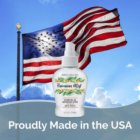 SMELLS BEGONE Essential Oil Air Freshener Bathroom Spray, 4 oz, Hawaiian Mist Scent