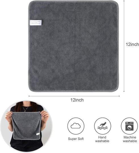 SINLAND Microfiber Cleaning Cloth, Ultra Absorbent Reusable Towel, 12x12 Inch Slate Grey, 6 Pack