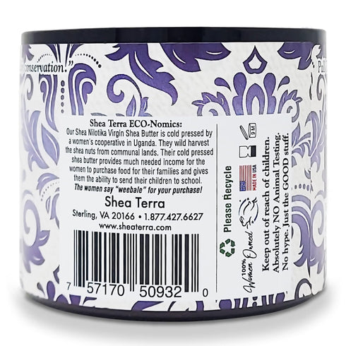 Shea Terra Organics 100% Organic Cold-Pressed Virgin Shea Butter – S. African Lavender, 6 oz Anti-Aging Cream