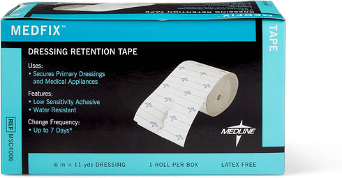 Medline MedFix Dressing Retention Tape, 6" x 11 yd, Secures Primary Dressings
