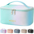 KITENROM Preppy Makeup Bag, Small Cosmetic Organizer for Women, Rainbow Gradient Green