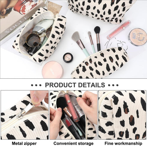 Large Capacity Checkered Makeup Bag, Cute Cosmetic Pouch for Purse, Travel Toiletry Organizer for Women