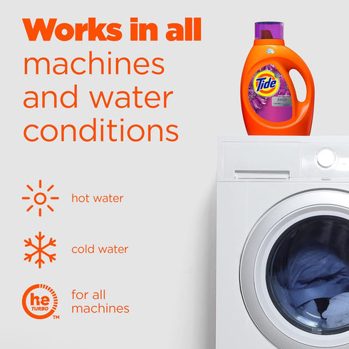 Tide Plus Febreze Freshness HE Turbo Clean Liquid Laundry Detergent, Spring & Renewal Scent, 105 fl oz, 74 Loads