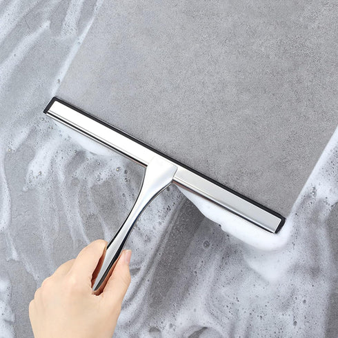 Shower Squeegee for Glass Doors, 10-Inch Sliver Squeegee for Shower Doors, Mirrors, Windows with Hooks