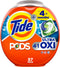 Tide PODS Liquid Laundry Detergent Soap Pacs, 4-n-1 Ultra Oxi, HE Compatible, 57 Count