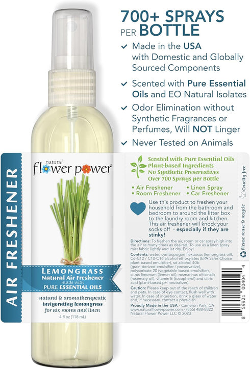 Air Freshener Spray, 4 Fl Oz, Lemongrass, Lavender, Citrus & Spice, Pack of 3, Plant-Based Odor Eliminator