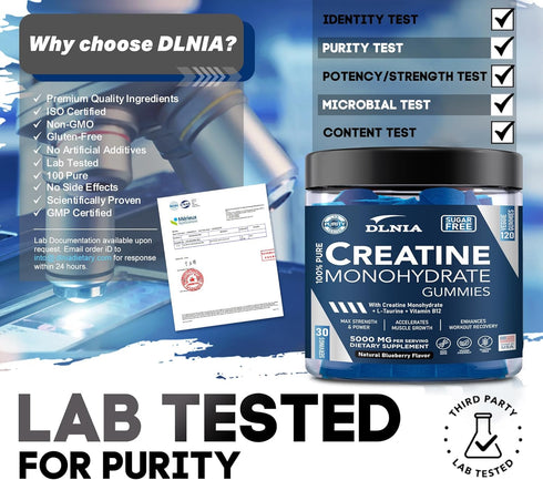 Creatine Monohydrate Gummies for Men & Women: Sugar Free & Vegan Formula with L-Taurine & Vitamin B12