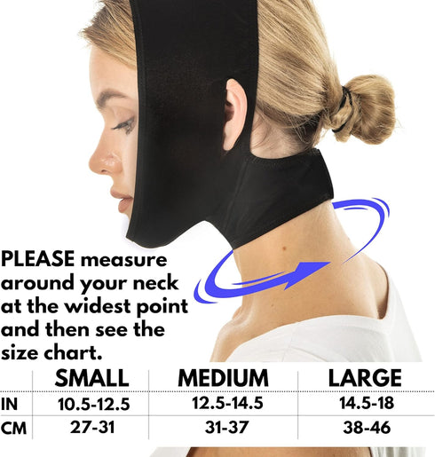 Post Surgery Neck and Chin Compression Garment Wrap Bandage, Jowl Tightening, Neck Coverage, Chin Lifting Strap (M)