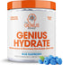 Genius Hydrate Powder Drink Mix - Blue Raspberry, 50 Servings, Natural Electrolyte Hydration Booster, Sugar Free