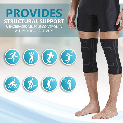 Knee Compression Sleeve for Men and Women, 2 Pack Knee Support Brace for Running and Workout (Small)