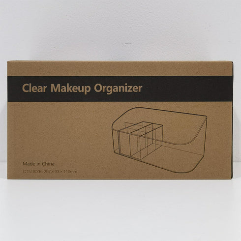 YOHOM Small Clear Makeup Organizer Tray, 9-Compartments Vanity Cosmetic Brush Holder Storage Box with 2 Dividers