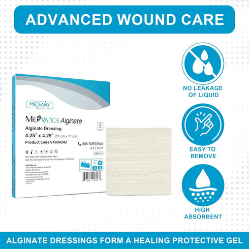 MedVance TM Alginate – Calcium Alginate Dressing 2"x2", Box of 5 Dressings