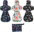 Washable Cloth Menstrual Pads - Reusable Sanitary Pads (Colorful Flower, 16 inch/Overnight)