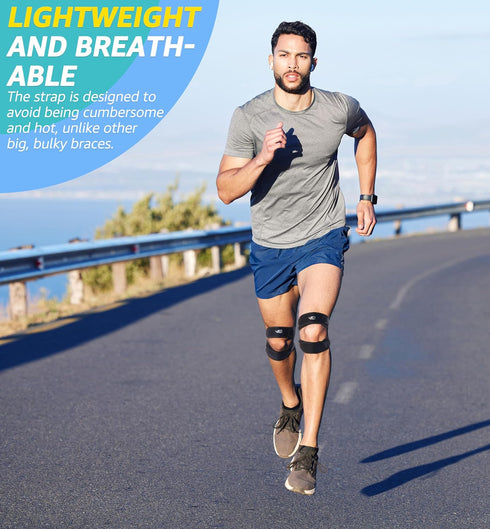 HiRui Dual Patella Knee Straps, Knee Brace Patella Stabilizer for Pain Relief, Adjustable for Running & Jumping