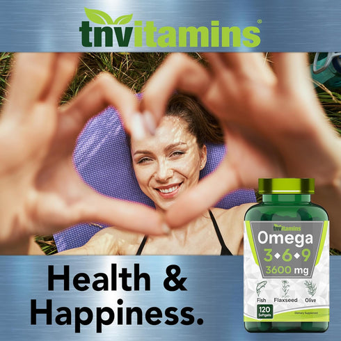 Triple Omega 3? 6? 9: 3600mg x 120 Softgels | Omega Essential Fatty Acids from Fish Oil, Flaxseed Oil, & Olive Oil
