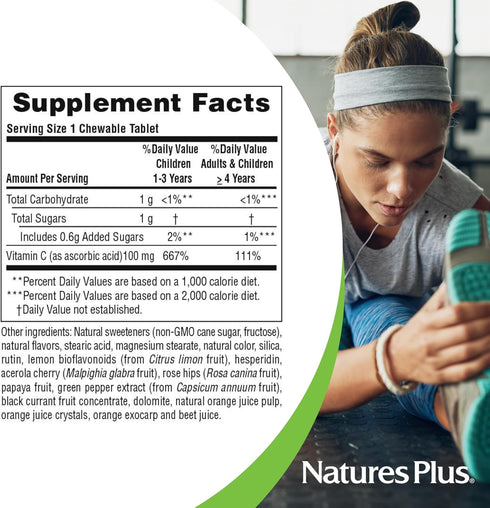 Natures Plus Orange Juice Jr. - 2 Pack, 180 Chewable Tablets - 100 mg Vitamin C - Vegetarian, Gluten Free