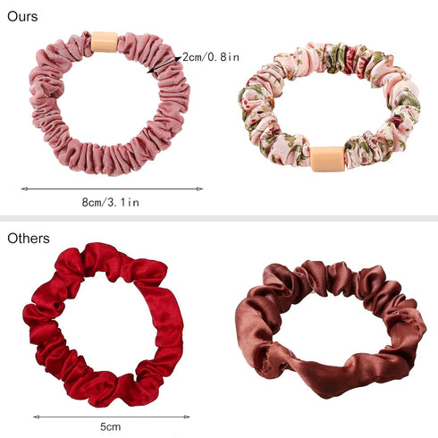 Silk Hair Ties Satin Scrunchies, Small Mini Scrunchy for Women, No Slip Hair Elastics, Ponytail Holder for Curly Hair