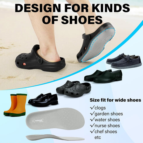 US13/EU48-49 Knixmax Outdoor Men Orthotic Insoles for Crocs Ultra Thin Wide Fit Clogs Inserts with Arch Support
