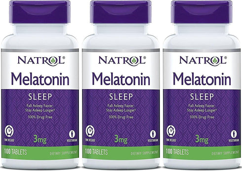 Natrol Melatonin Timed Release Tablets, 100 Count, Pack of 3