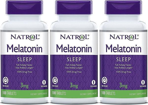 Natrol Melatonin Timed Release Tablets, 100 Count, Pack of 3