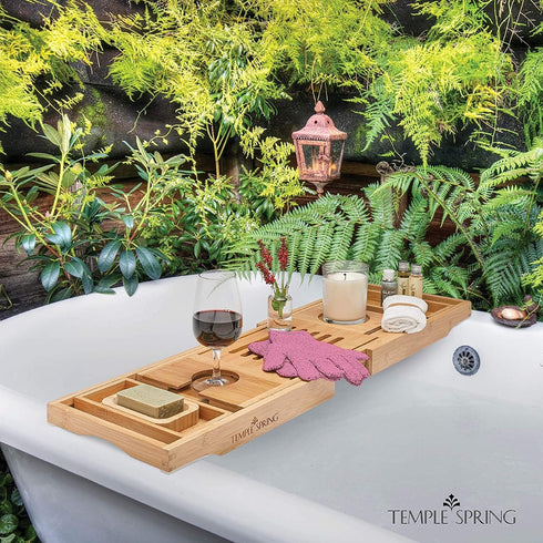 Temple Spring Exfoliating Gloves - Rayon Bamboo Bath Gloves for Shower, Pink, Dead Skin Remover