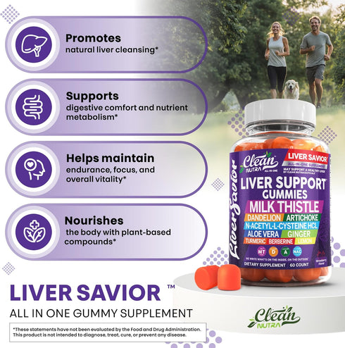 Gummies Gummy Clean Nutra Liver Cleanse Detox & Repair | Milk Thistle Liver Support Vitamins | Dandelion, Artichoke
