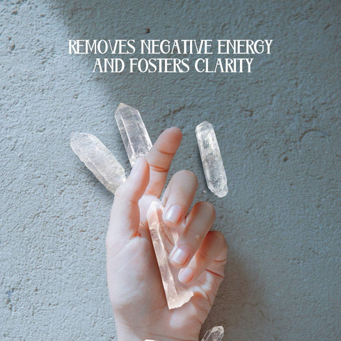 Pure Energy Natural Quartz Crystals – Reiki Crystals for Healing and Positivity, 6 Rocks with Drawstring Satchel, Clear