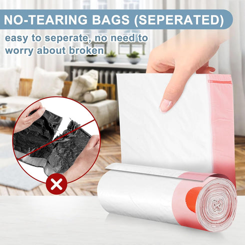 JUKFITA Small Trash Bags, 4 Gallon, 60 Count, Unscented Drawstring Liners for Bathroom Office Bedroom Car, White