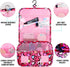 Kids Hanging Toiletry Bag for Girls, Waterproof Travel Cosmetic Makeup Wash Bag, Toddler Toiletries, Leopard Red
