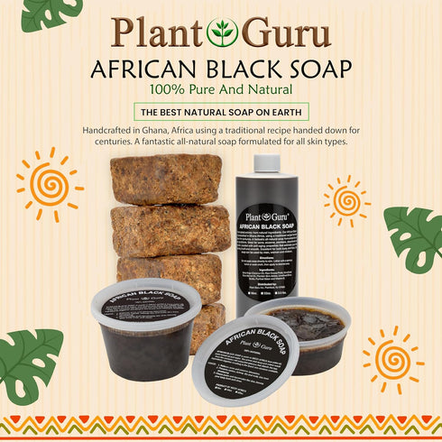 Raw African Black Soap Bar 8 oz., 100% Pure Natural from Ghana, Acne Treatment, Great for Skin