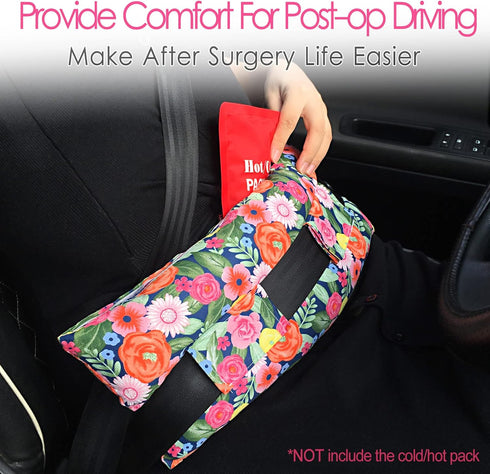 Hysterectomy Pillow Abdominal Surgery Seatbelt Pillows with Pocket – Myomectomy Comfort Cushion for Belly Incision