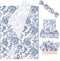 Whaline 100 Sheets Blue White Floral Tissue Paper, Chinoiserie Flower Bird Gift Wrapping Paper for Weddings and Parties