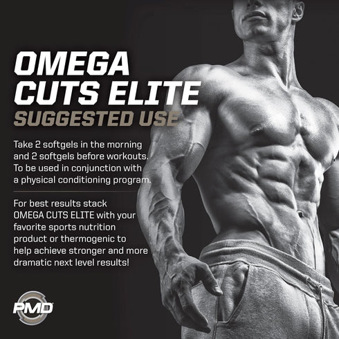 PMD Sports Omega Cuts Elite Fat Loss Formula - Omega Fatty Acids, MCT's, CLA, Keto Friendly, 90 Softgels
