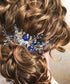 Women Royal Sapphire Crystal Blue Pearl Earring Hair Vine Set Silver Wedding Hair Accessory Hair Comb Piece Gift for Her Party Headpiece for Bride Bridesmaid Girls(Blue) (Blue)
