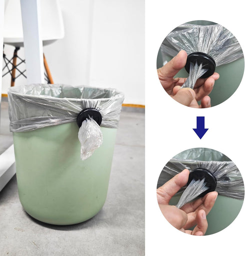 6 Pcs Black Trash Bag Holder, Reusable Trash Liner Cinch for Securing Liners, Ideal for Outdoors and Home Use