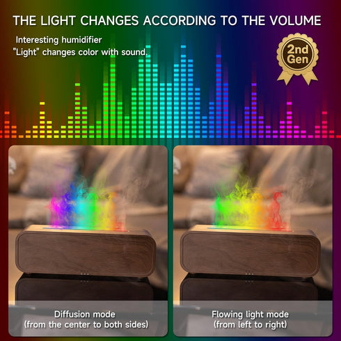 Humidifier,7 TMEHM Sound Reactive Flame Air Diffuser Colors Aromatherapy Essential Oil Diffuser,Ultrasonic Aroma