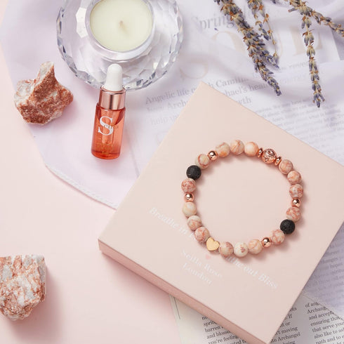 Set, for Mom Aromatherapy Bracelet & Crystal Candle Luxury Relaxation Pamper Gift Box from Daughter, Son or Husband