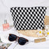 Checkered Makeup Bag for Women, Large Capacity Black Travel Cosmetic Bag Set, Cute Y2K Aesthetic Makeup Organizer